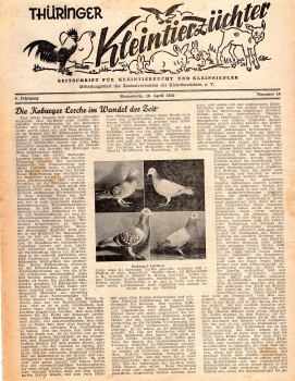 Thuringer Kleintierzuchter Fachmagazin Heft 10 1950 8 Seiten