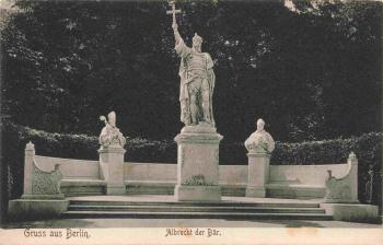 Tiergarten Berlin, monument to Albrecht the Bear, vintage postcard, c. 1910