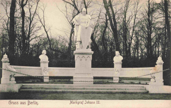 Berlin Tiergarten, monument to Margrave John II, vintage postcard, c. 1910