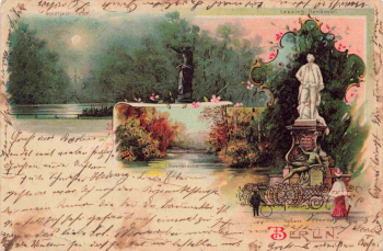 Tiergarten Berlin Lessing Denkmal Litho alte Ansichtskarte o 1902
