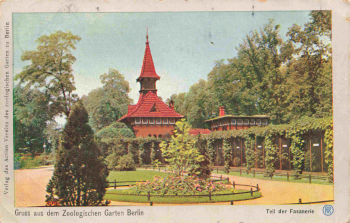 Berlin Tiergarten Zoological Garden Pheasantry, vintage postcard, c. 1907