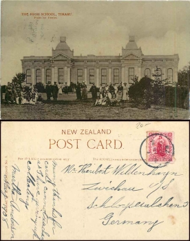 Timaru High School New Zealand Postcard o 15.5.1908