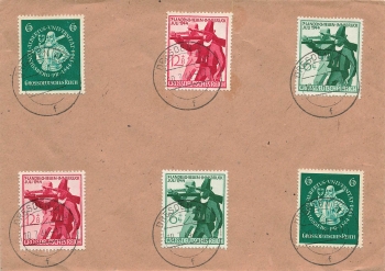 Tyrolean State Shooting and University of Konigsberg 2 x Michel 8896 897 898 each on cover o Dresden July 10, 1944