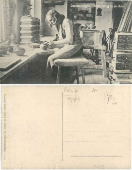 Potter Anton Lang at work, pottery wheel Oberammergau * ca. 1910