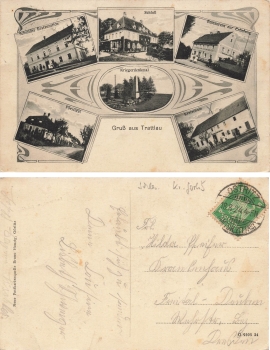 Trattlau Schlesien Jugendstilkarte Kostrzyna o 1924