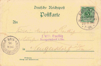 Treptow Berlin Gewerbe-Ausstellung 1896 Marine Schauspiel Sonderstempel 1896