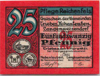 Triebes, Hohenleuben, Langenwetzendorf emergency money (Notgeld) 1921