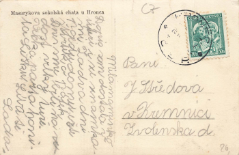 Masarykova soklska chata u Hronca o um 1950