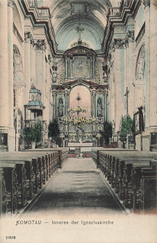 Komotau Ignaziuskirche Innenansicht Böhmen Chomutov * um 1900