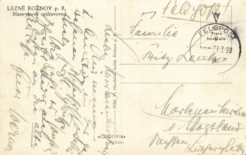 Lesne Rožnov pod Radhoštěm Moravia Rosenau under the Radhoscht Feldpost 1939