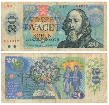 Ceskoslovenskych 20 Korun 1988 Banknote