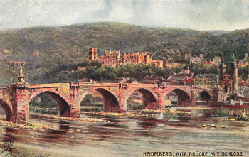 Heidelberg Brücke Künstlerkarte Charles E. Flower Tucks Oilette * um 1910