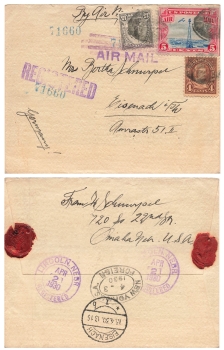 USA Air Mail R-Bief o Lincoln Nebraska 2.4.1930 to Eisenach