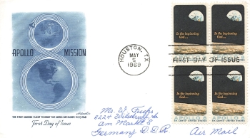 USA Apollo 8 Mission FDC First Day of Issue o Houston May 5, 1969