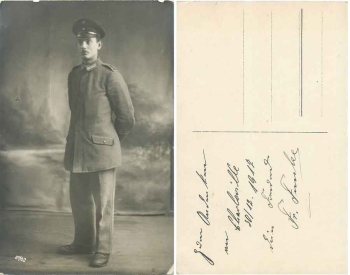 German sergeant in initial uniform WWI real photo gebr. 12/30/1917