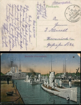 German naval ship mail No. 184 (torpedo boat V 130 / II. Halbflottille) o 30.7.18 on submarine AK