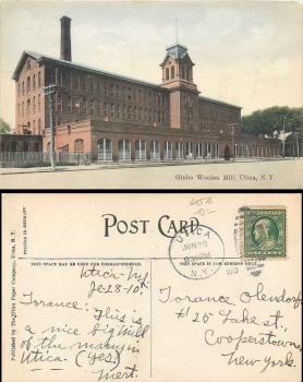 Utica NY Globe Woolen Mill, o 28.6.1910