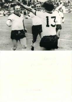 Uwe Seeler Gerd Muller Wolfgang Overath soccer player real photo 18 x 13 cm around 1970