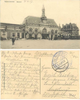 Valenciennes Bahnhof Region Hauts-de-France Feldpost o 8.4.1917