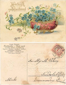 Vergißmeinnicht Goldprägekarte o 5.2.1905