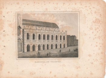 Vincenza Basilica original steel engraving around 1840 