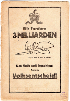 Volksentscheid Wir fordern 3 Milliarden  30 Seiten um 1920