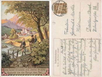 The sun awakens - artist card Untersberger folk song card o 8.11.1925