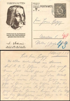 WHW stationary Ulrich von Hutten 6 Pfennig o Priestewitz 2.5.1940