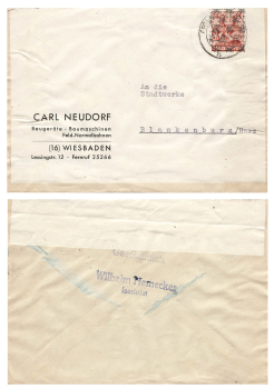 Currency reform Michel 44 II network overprint single franking o Wiesbaden 8.7.1948