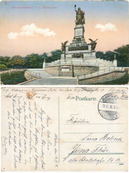 Wahn Rhineland shooting range stamp o November 13, 1916 on AK Niederwald monument
