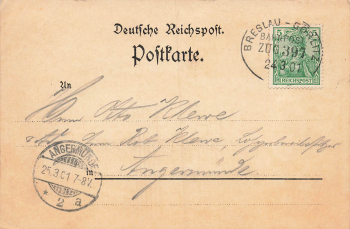 Waldenburg Schlesien Wałbrzych o Litho Bahnpoststempel Breslau-Görlitz ZUG 3397 o 1901