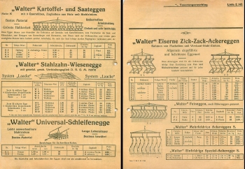 Agriculture "Walter" potato and seed harrow advertising brochure A4 around 1930