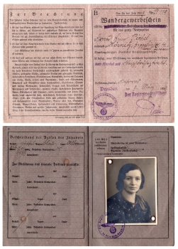 Traveling trade license Dresden 1939 Ms. Lisa Pichel Hörnitz