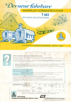Warmluft-Körnertrockner T683  Landwirtschaft Werbeprospekt Landmaschinenwerk VEB Petkus Wutha A4 1961