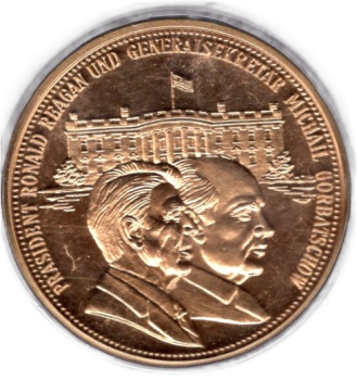 Washington Treffen Ronald Reagan Michael Gorbatschow 1987 Medaille vergoldet