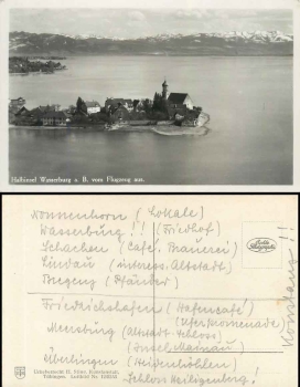 88142 Wasserburg Bodensee Luftaufnahme gebr. ca. 1930