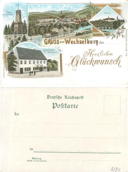 09306 Wechselburg Muldental train station litho * approx. 1900