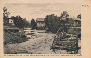 Weida Thüringen Hochwasser Katastrophe 1924 Bankwitz Lederfabrik Uferstrasse * 1924