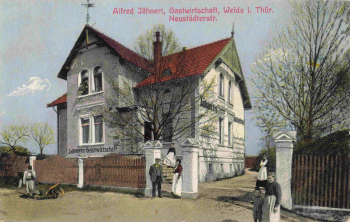 Weida Thüringen Gastwirtschaft Neustädterstrasse Alfred Jähnert o um 1910