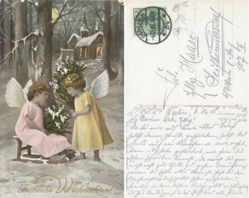 Angel with sleigh and Christmas tree o 4.12.1915