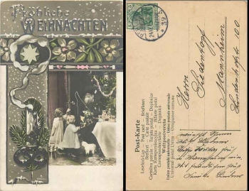 Weihnachtsmann Kinder Blumen o 24.12.1912