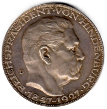 Weimarer Republik Paul von Hindenburg 80. Geburtstag Medaille 1927 D