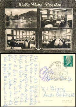 Elbe steamer Weisse Flotte  board stamp on board "MS Wilhelm Pieck" o October 16, 1967