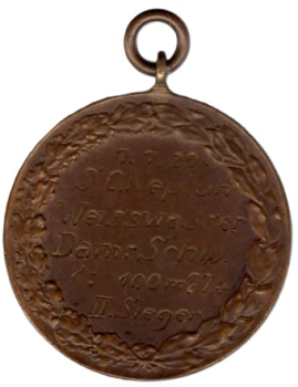 Weisswasser SC Neptun 100m Damen Schwimmen 2. Platz 7.7.1929