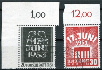 West Berlin Michel 110-111 o People's Uprising stamped