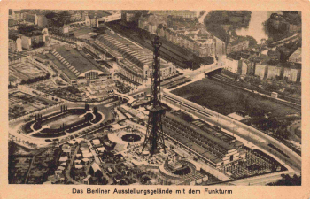 Westend Berlin Ausstellungsgelände mit Funkturm alte Ansichtskarte * um 1930