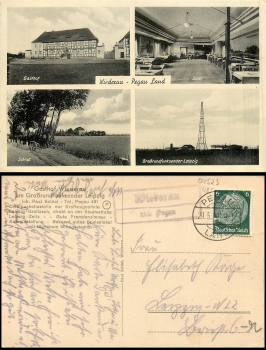 Wiederau restaurant broadcasting mast Landpoststempel o May 29, 1930