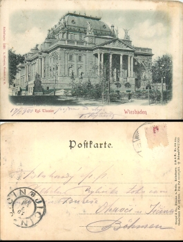 Wiesbaden Theater Reliefkarte * ca. 1900