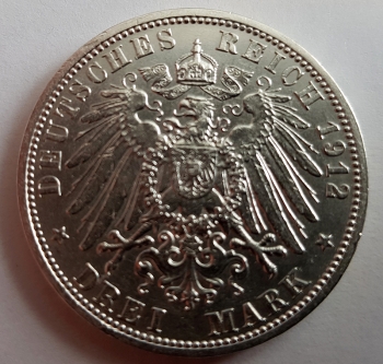 3 Mark PREUSSEN 1912 A Wilhelm II 1888-1918