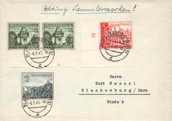 Winterhilfswerk Bauwerke WHW auf Brief o Blankenburg 6.1.1940